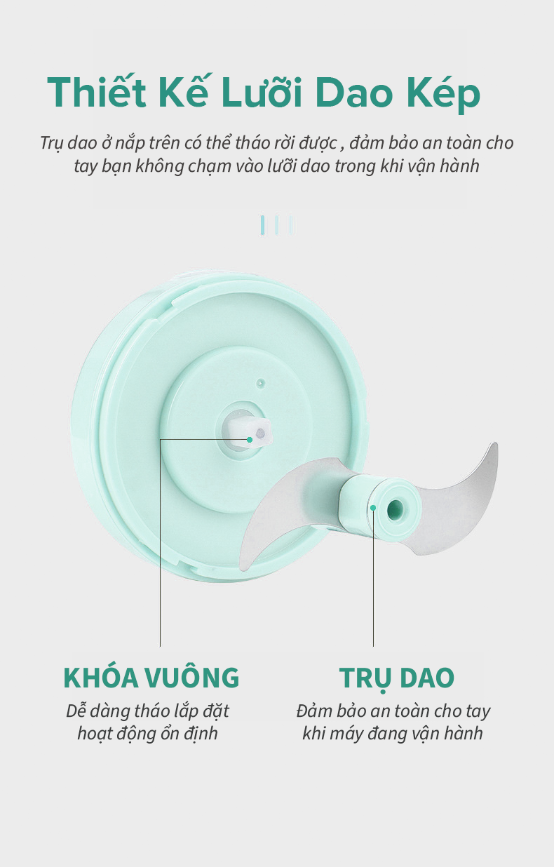 Máy xay mini cầm tay, xay tỏi ớt, xay thịt, xay rau củ, xay sinh tố xay đồ ăn cho bé