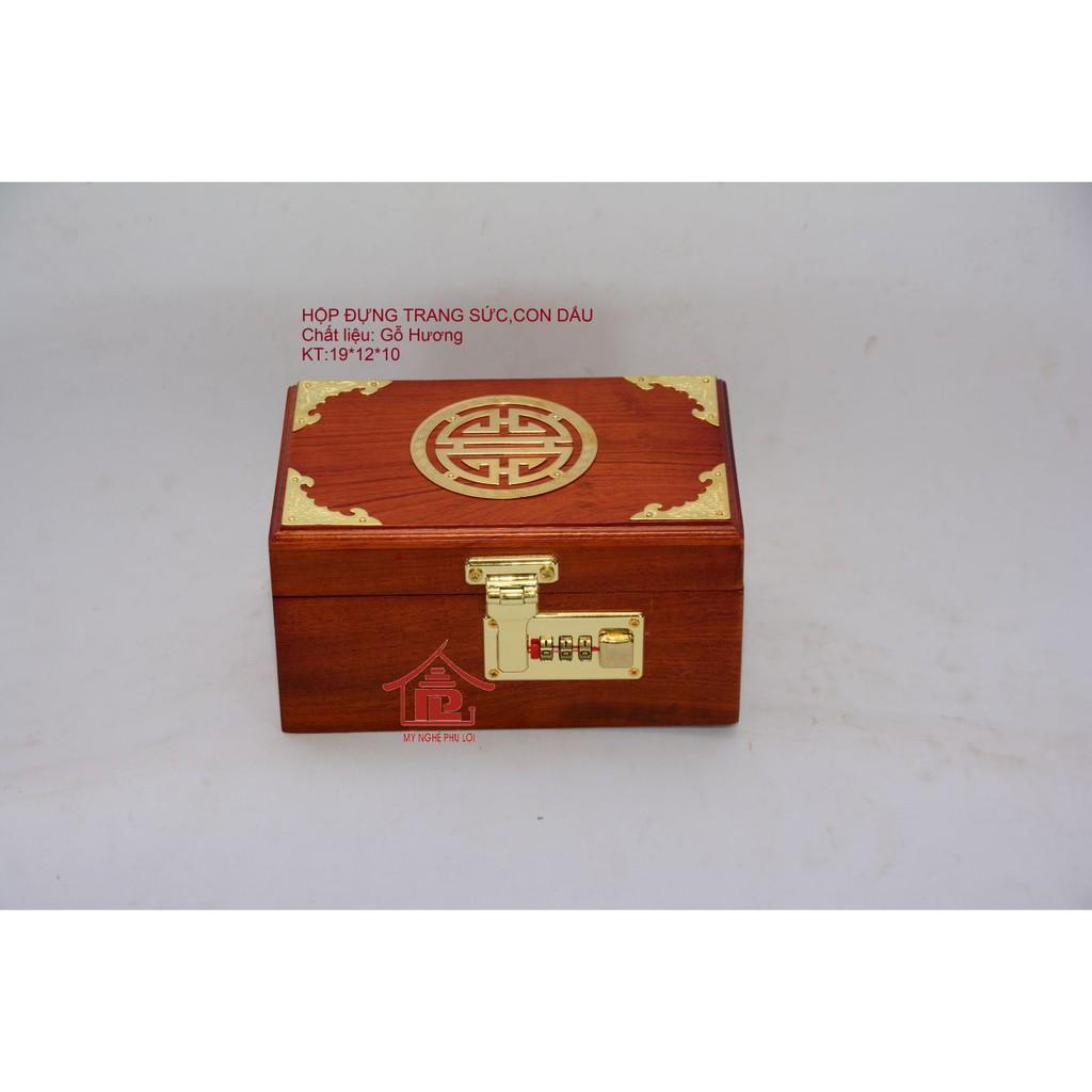 Hộp đựng trang sức, con dấu gỗ hương mặt thọ đồng