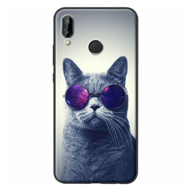 Ốp Lưng Dành Cho Điện Thoại Huawei Nova 3E - Mèo Đeo Kính Tím