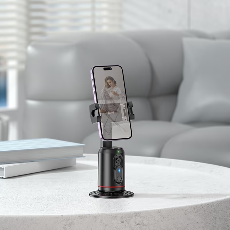 Giá đỡ điện thoại thông minh quay theo khuôn mặt HOCO K23 Lotus có điều khiển quay chụp, Auto Face Tracking xoay 360, ra lệnh cử chỉ - Hàng chính hãng