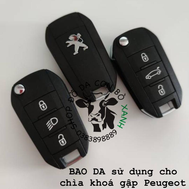Bao da dành cho Chìa Khoá Peugeot 208, 308, 508 chìa gập Handmade Da Thật 002
