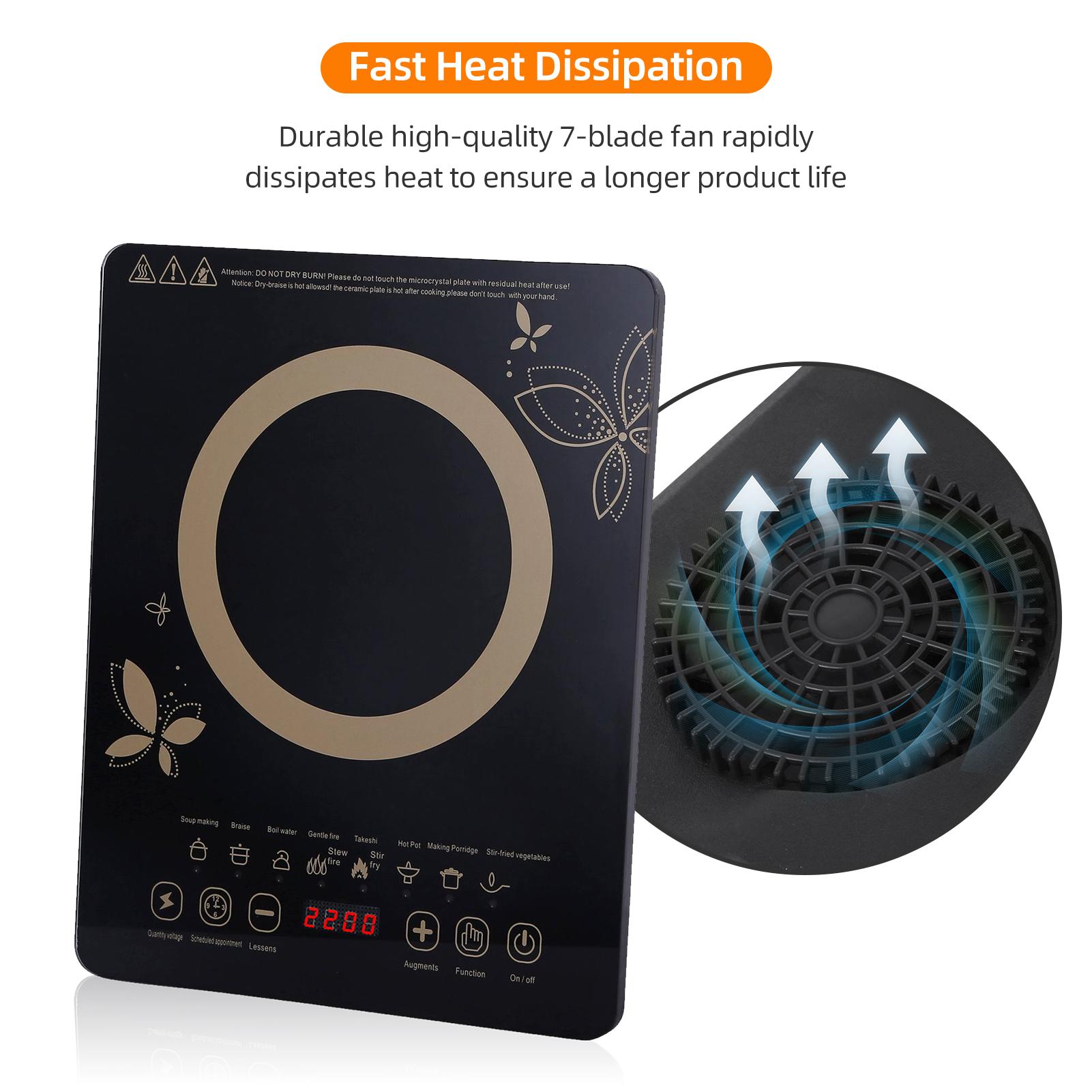 Induction Cooker Home Smart Kitchen Appliances 2200W High Power Smart Touch Screen Microcrystalline Panel Kitchen Range