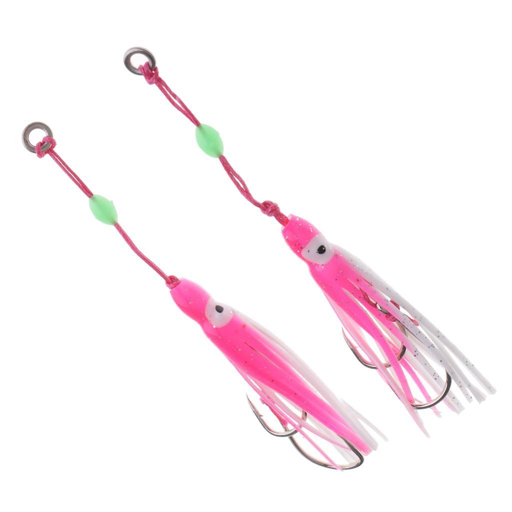 Squid Jig Fishing Lure Saltwater Bait Octopus Skirt w/Steel Hooks
