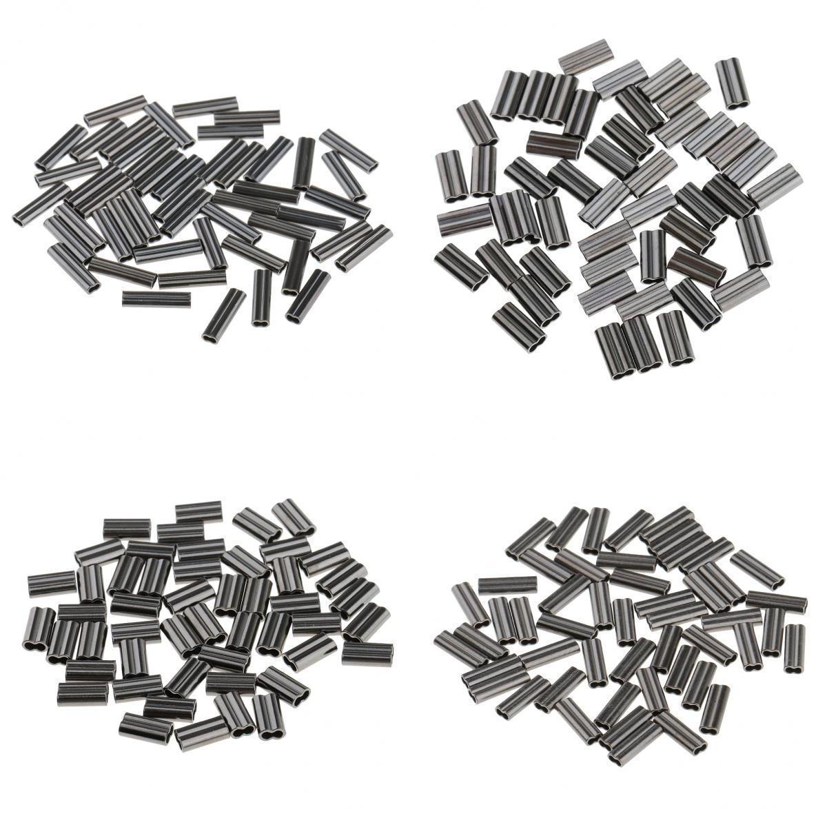 200Pcs Double Barrel Copper Crimp Sleeves Fishing Crimps 0.8/ 1.0/1.5/2.0mm