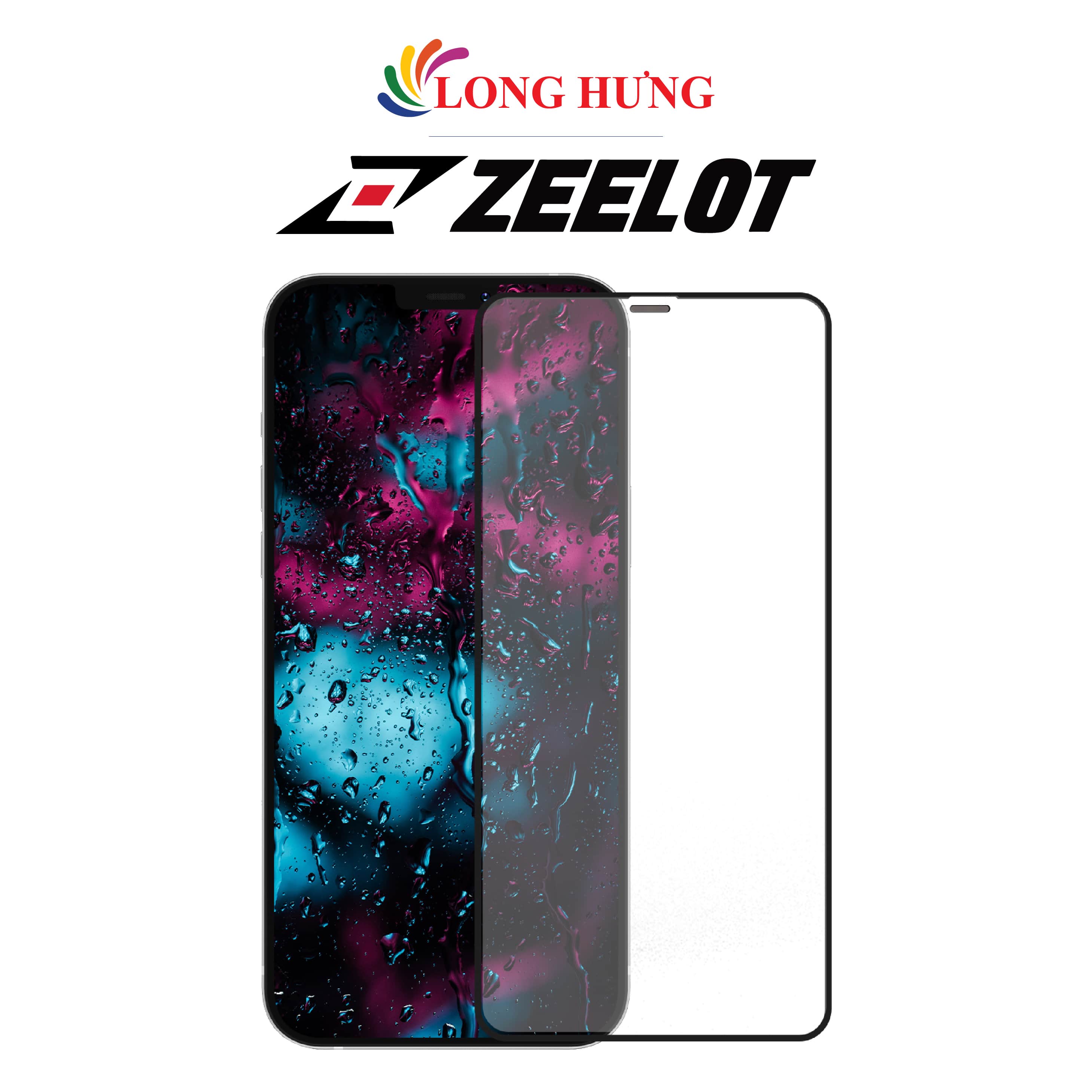 Dán màn hình cường lực Full viền chống vân tay Zeelot dành cho iPhone 15 Pro Max/15 Pro/15 Plus/15/14/13/12/11 - Hàng chính hãng