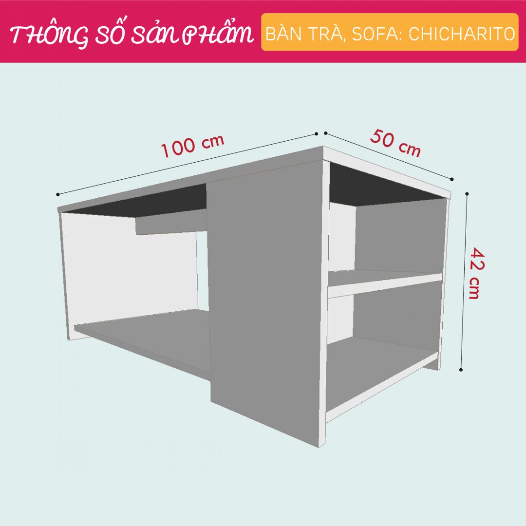 Bàn trà gỗ hiện đại SMLIFE Chicharito | Gỗ MDF dày 17mm chống ẩm | D100xR50xC42cm