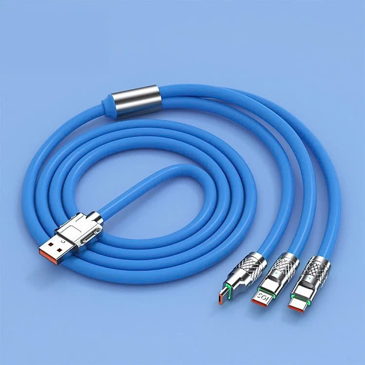 Dây Sạc 3 Đầu, Dây Sạc Nhanh 120W Với 3 Đầu Sạc Phù Hợp Với Nhiều Dòng Điện Thoại Dài Khoảng 1.2 Mét - Hàng Nhập Khẩu