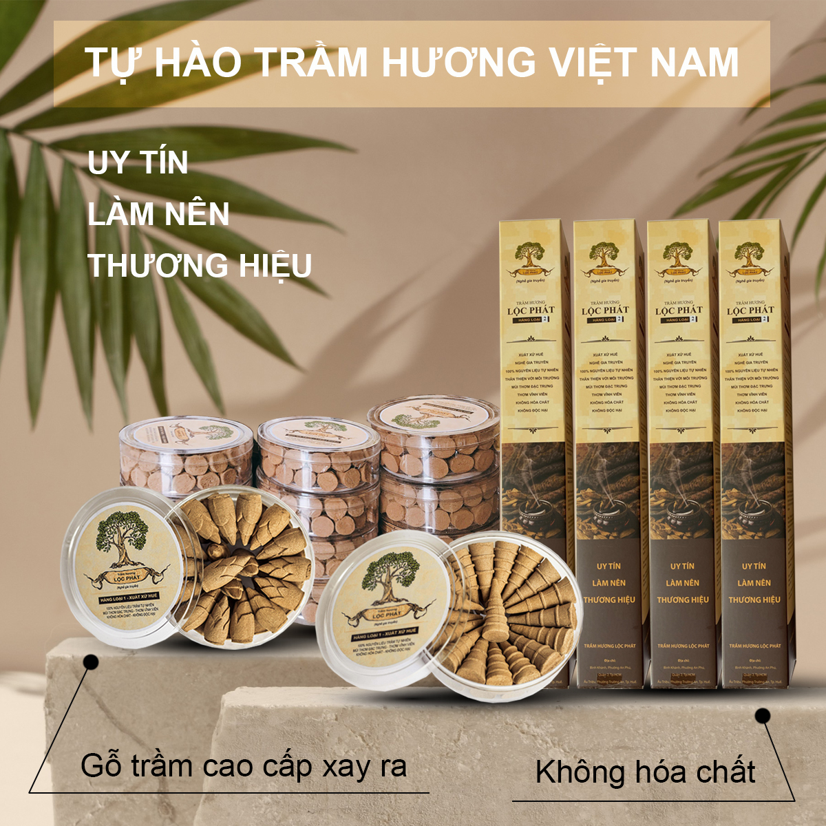 Nụ Trầm Hương Thác Khói Trầm Hương Lộc Phát Trầm Xông Nhà Cửa Cao Cấp Loại 1 Hộp 20 Viên