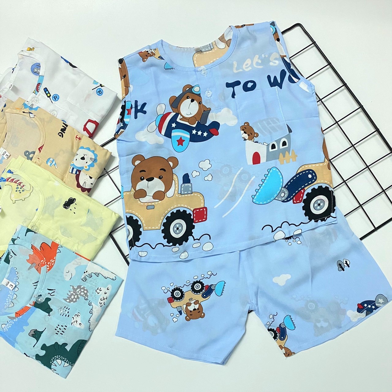 Bộ ( 1 bộ) Quần áo Tole, lanh Bé Trai | Mẫu đùi Ba Lỗ, cài 2 nút trước | Size 1-12 cho bé 5-34kg| Chất vải tole, lanh 2 da loại 1 mềm, mịn, mát cho bé trai| Hàng Việt Nam | Đồ bộ bé trai |quần áo trẻ em| Đồ tôn trẻ em