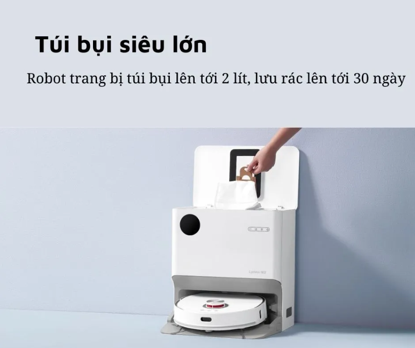 Robot Hút Bụi Lau Nhà Thông Minh Xiaomi Lydsto W2/ Lydsto W2 Lite Tự Động Đổ Rác Giặt Sấy Công Nghệ Sấy Khô Giẻ Nhiệt Độ Cao 60 Độ C Diệt Khuẩn Ozone Và Ion Bạc 99.9% Diện Tích Hoạt Động 200 m2 Công Suất 50 W - Hàng Chính Hãng