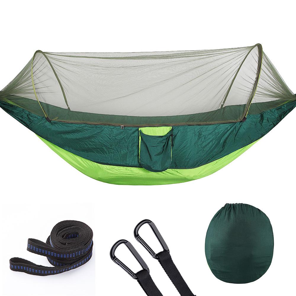 290*140 Võng Với Chống Muỗi Ngoài Trời Đôi Nylon Vải Dù Cắm Trại Chống Muỗi Nhanh Chóng Mở Võng Điều Khiển võng