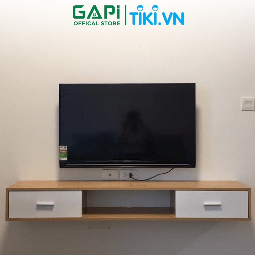 Kệ Tivi Phòng Khách GAPI Thông Minh Treo Tường Kết Hợp 2 Ngăn Kéo - GP188