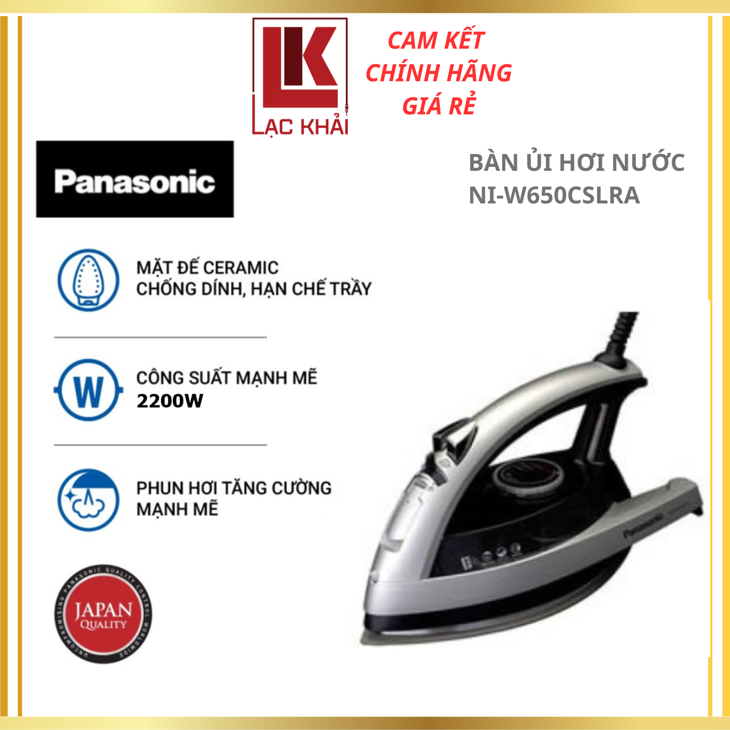 Bàn ủi hơi nước Panasonic NI-W650CSLRA (2200W) - Hàng chính hãng