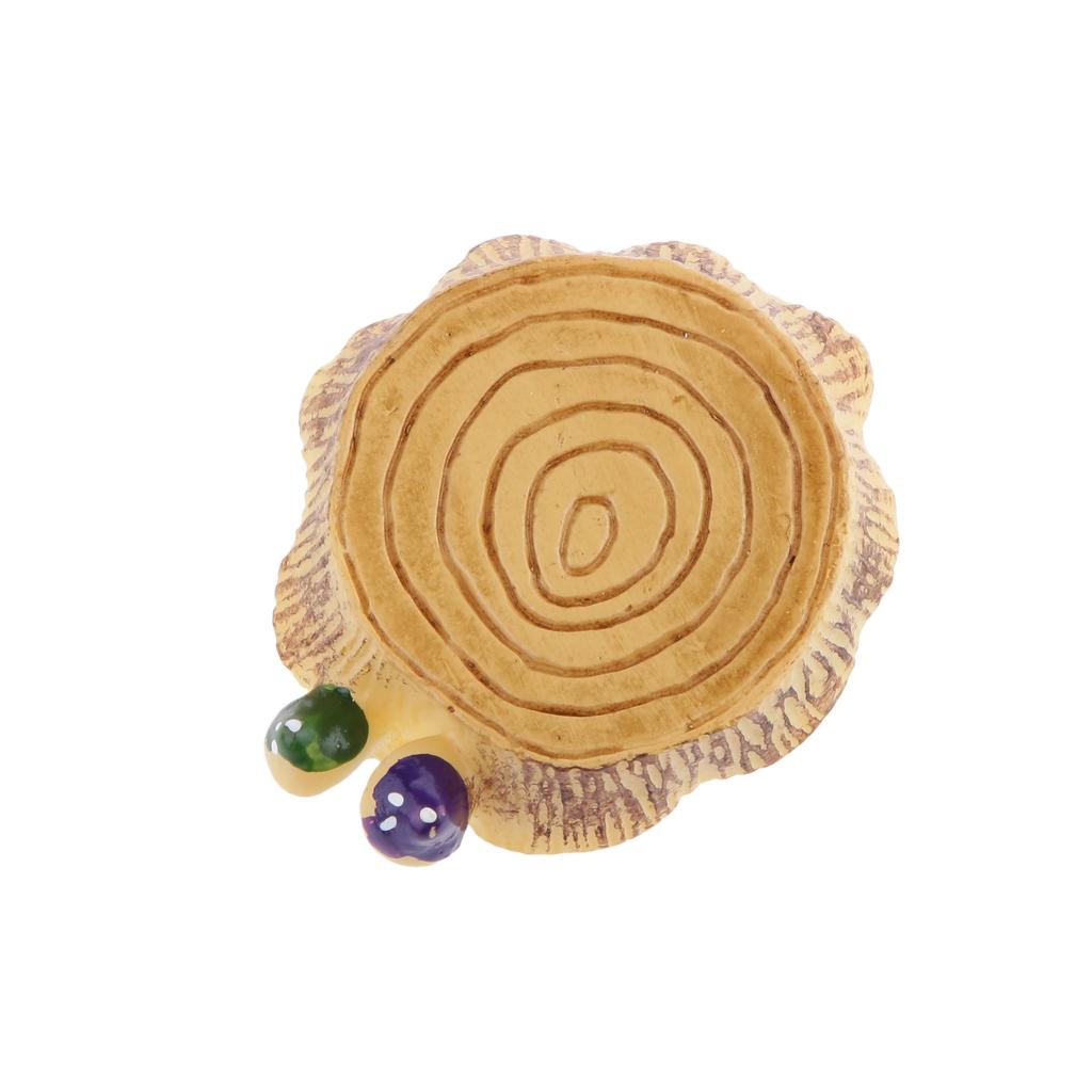 Miniature wooden wooden stool chair with mushroom mini world garden decor