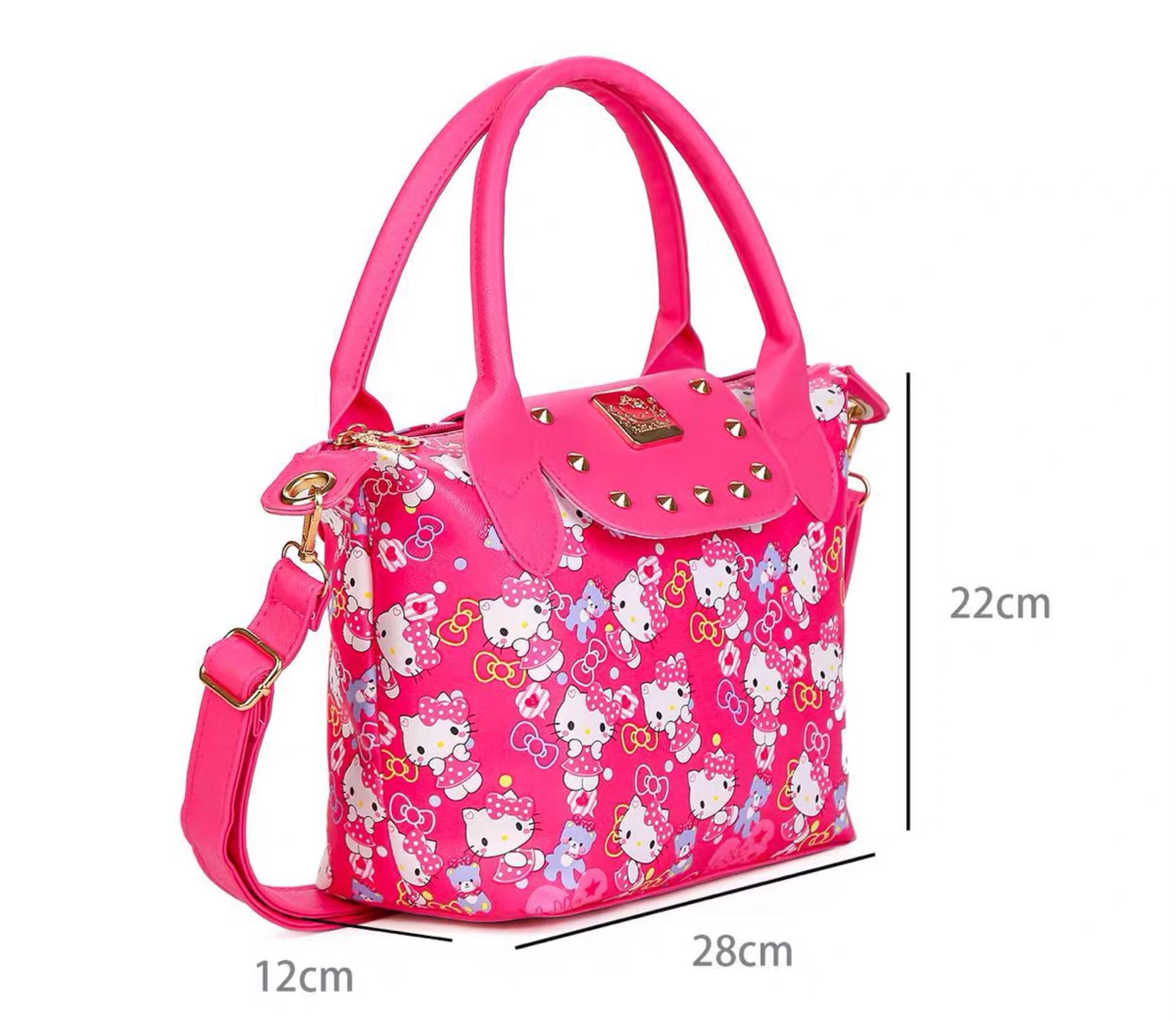 Sanrio Hello Kitty Hoạt Hình Túi Xách Đeo Vai Nữ Dễ Thương Pu Thời Trang Túi Xách Tay Công Suất Lớn In Hình Đeo Vai Cho Túi