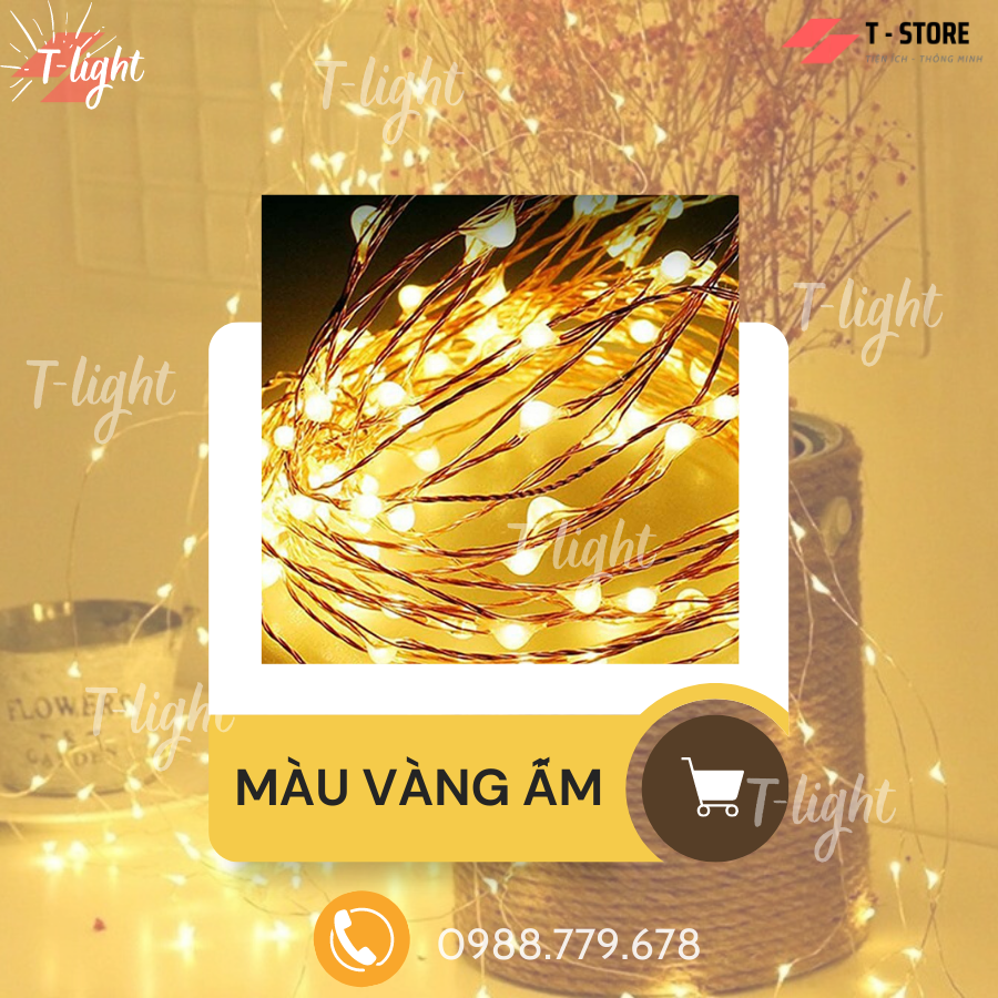 Đèn led dây năng lượng mặt trời T-Light 10 mét, 20 mét cho không gian Nhà, Quán Cafe, Ban Công, Sân Thượng Siêu Chill...