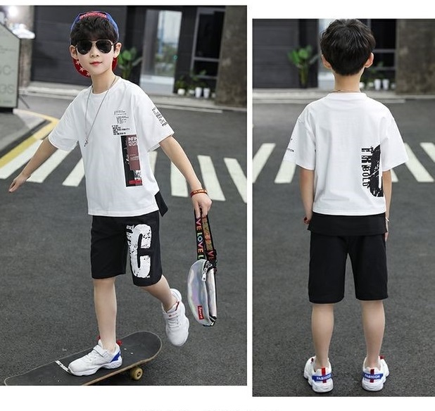 Bộ quần áo mùa hè dành cho bé trai 18-45kg mẫu &quot;chữ C&quot;. Thiết kế hiện đại. MA19