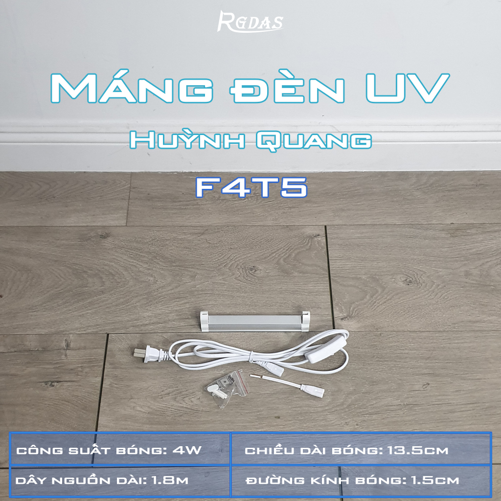 Máng đèn huỳnh quang UV cực tím đầy đủ kích thước dây nguồn dài 1.5m