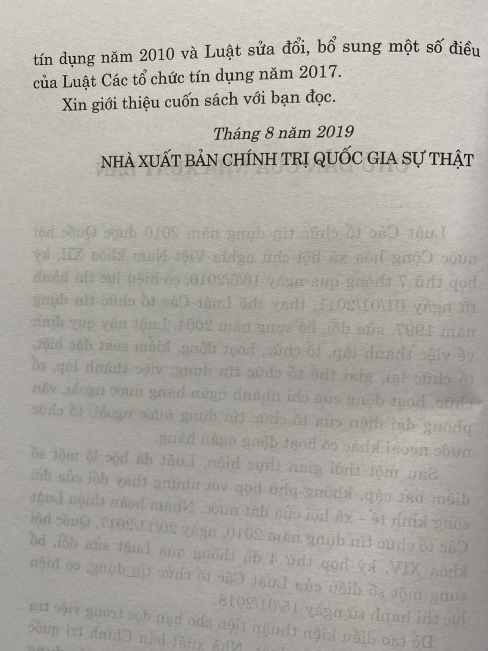 Luật Các Tổ Chức Tín Dụng ( Hiện hành ) ( Sửa đổi, bổ sung năm 2017 )