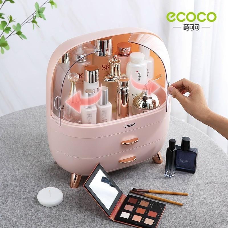 Tủ mỹ phẩm để bàn trang điểm cửa kính 3 ngăn Ecoco