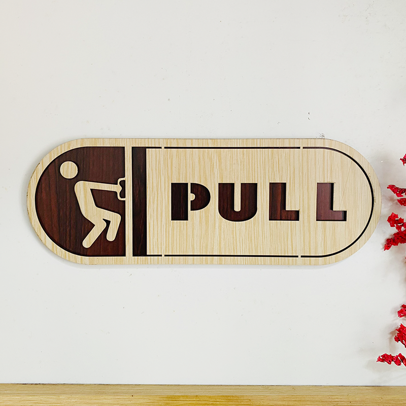 Bảng gỗ dán cửa Pull - Push, Bảng Kéo - Đẩy decor trang trí cửa ra vào nằm ngang - PP2