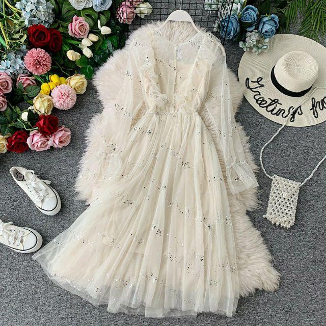 Đầm ren tiểu thư phong cách Ulzzang - Hàng có sẳn