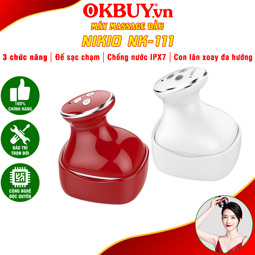 Máy Massage Đầu Kết Hợp Tia Hồng Ngoại, Chống Nước Nikio NK-111 - Rung Và Xoa Bóp Giúp Giảm Đau Nhức Đầu