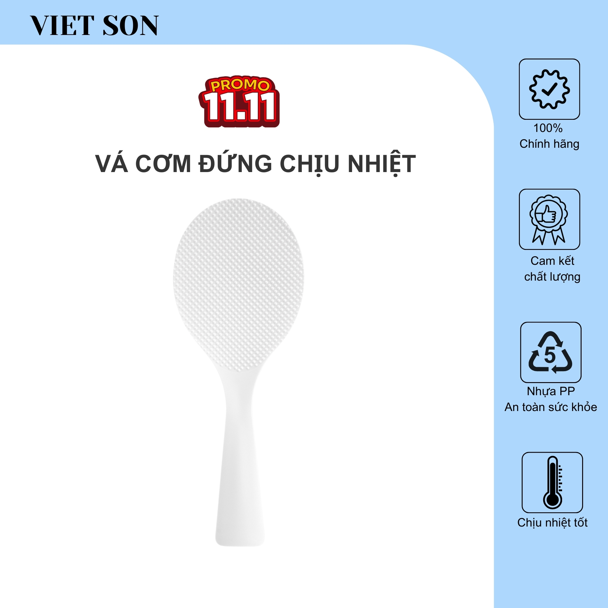 Vá Muỗng Múc Cơm Nhựa VIETSON Đế Đứng Chống Dính Chịu Nhiệt Tốt