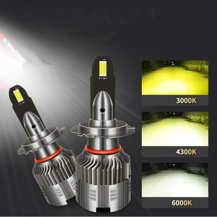 Bộ 2 bóng đèn LED 55w H4 Đổi Nhiệt Màu đá Pha Flash 9v-12v -Sky