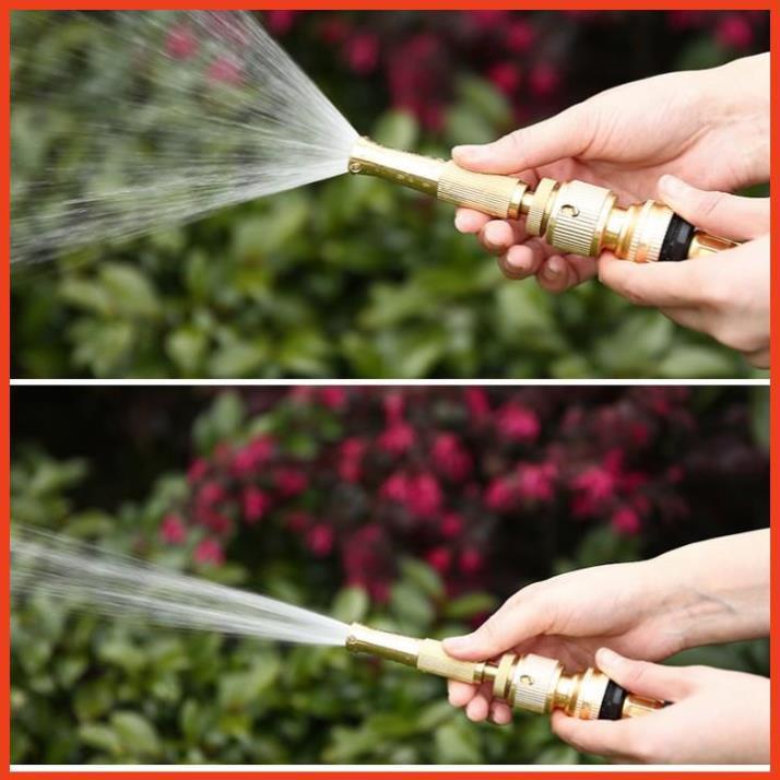 Bộ dây vòi xịt nước rửa xe, tưới cây . tăng áp 3 lần, loại 7m, 10m 206587 đầu đồng, cút đồng