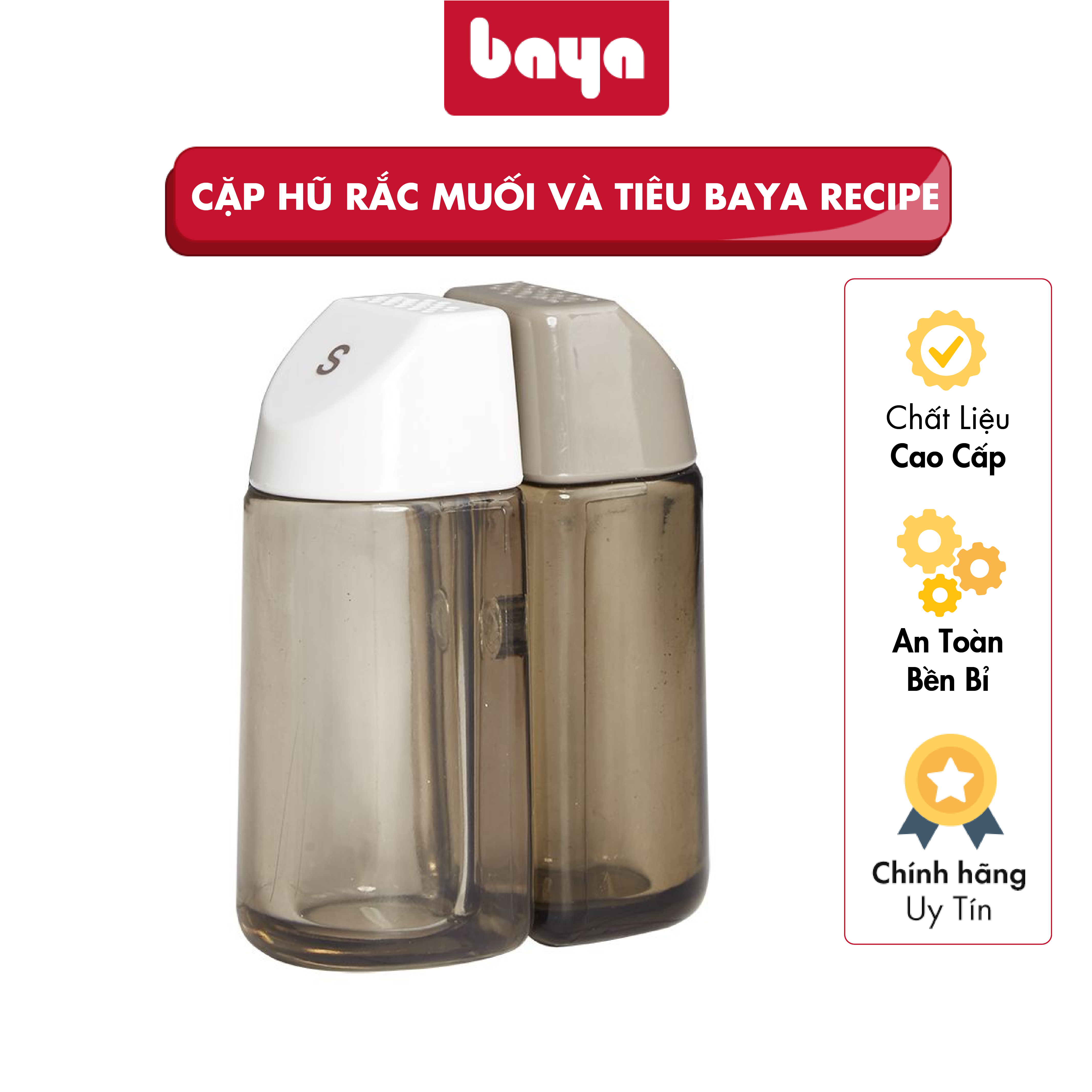 Bộ 2 Hũ Rắc Muối Và Tiêu BAYA RECIPE Chất Liệu Nhựa Cứng Trong Suốt Có Nam Châm Cố Định Bộ Hũ Dễ Dàng, Tiện Lợi 4069