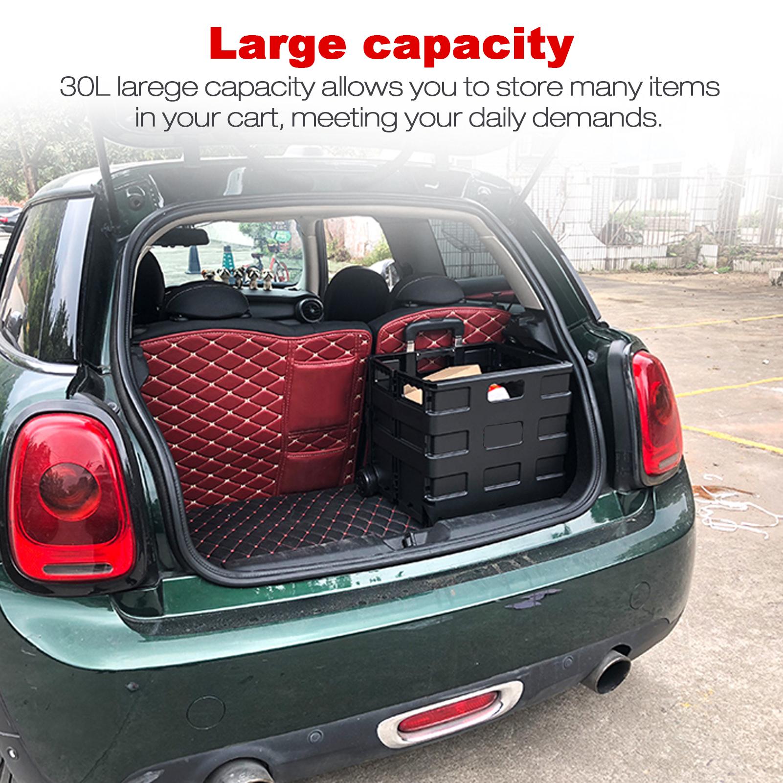 Foldable Shopping Cart with Handle 30L Large Capacity Collapsible   Handcart with Wheels