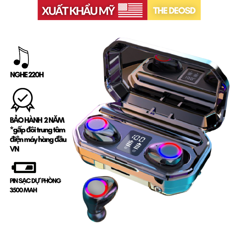 | Xuất Khẩu Mỹ, Nghe 220h | - Tai Nghe Bluetooth Không Dây Pin Sạc Dự Phòng 3500mah Có Mic - The Deosd TD-X6S/M200S/M12 - Hàng Chính Hãng