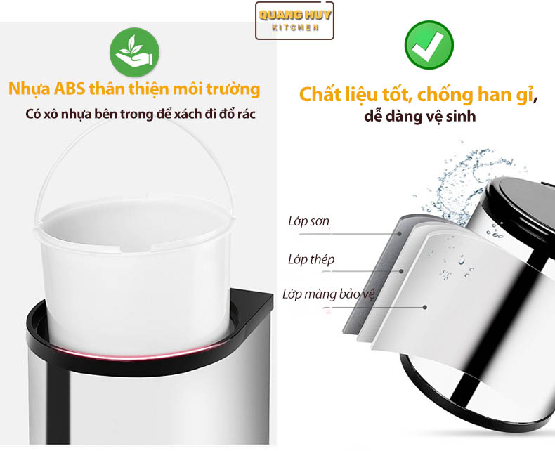 Thùng rác tròn gắn cánh tủ bếp