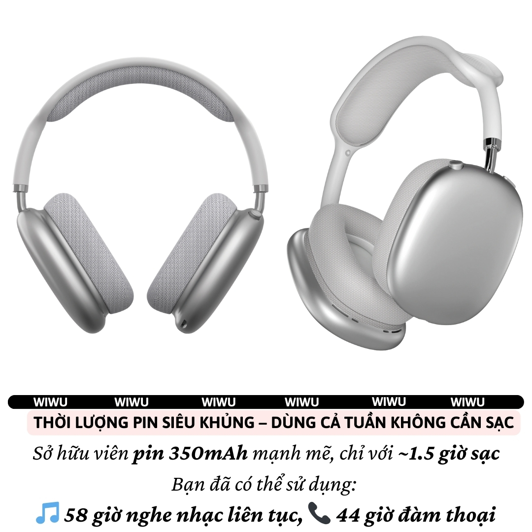Tai nghe Bluetooth 6.0 công nghệ PureBass không dây WIWU Airbuds Max TD13 - Pin 58H, Đệm Tai Siêu Êm, Bass mạnh, Hỗ trợ khe TF Card, Âm trầm Pure Bass mạnh mẽ - Hàng nhập khẩu