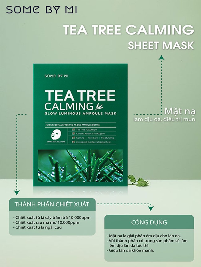 Mặt nạ làm dịu da, giảm mụn Some By Mi Tea Tree Calming Sheet Mask