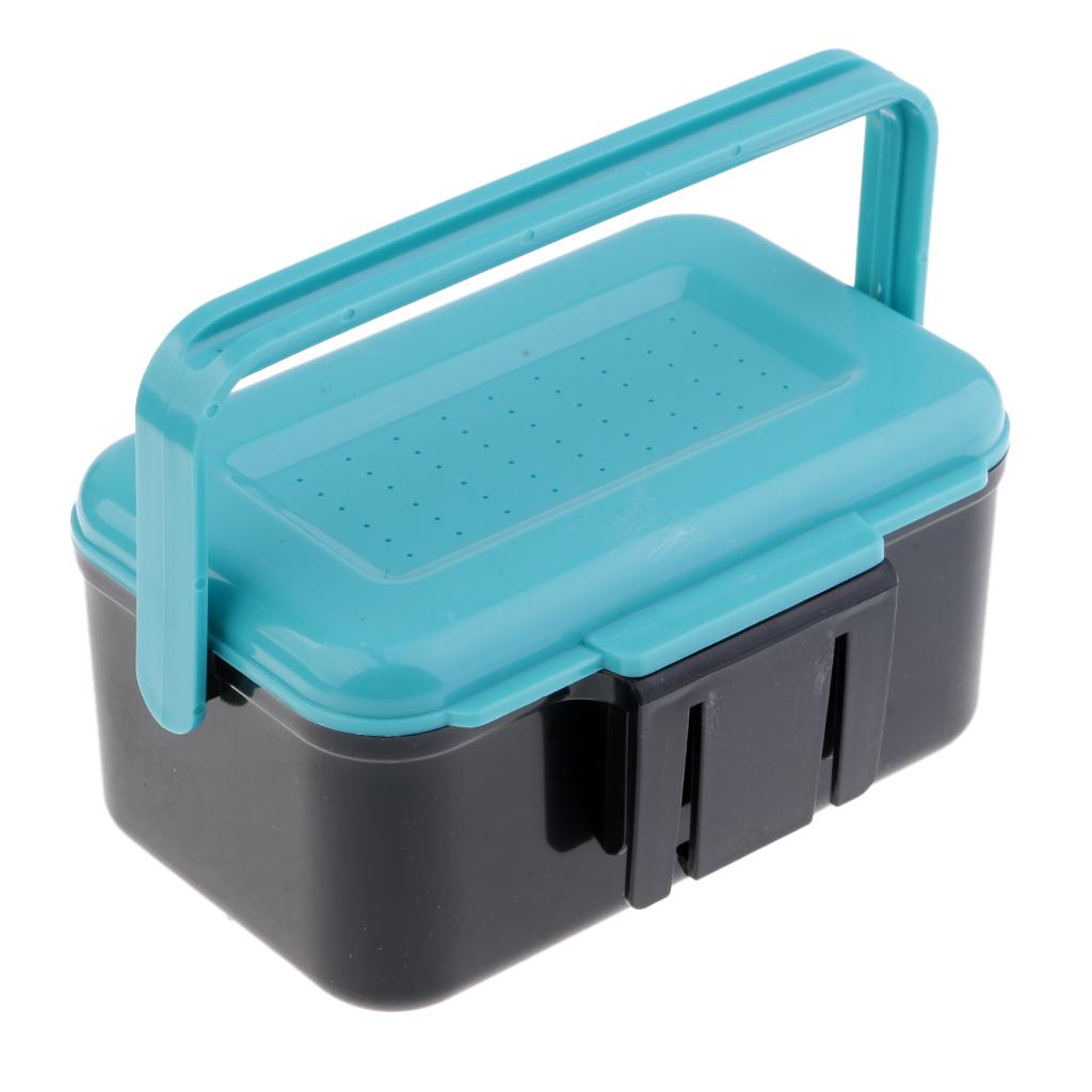 2xBreathable Fishing Tackle Box Earthworm Red Worm Lure Bait Waist Box Blue