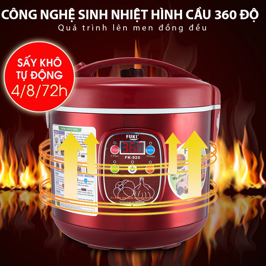 Máy làm tỏi đen FUKI FK-920 loại 8L (đỏ mận) - Hàng Chính Hãng