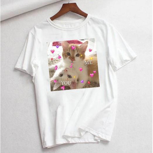 ÁO thun nữ in hình con mèo cutee