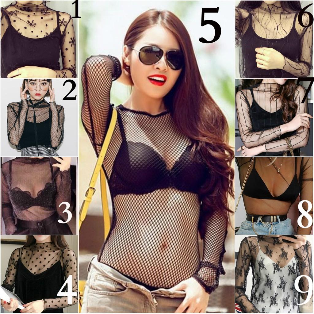 Combo áo bra lụa Satin với áo lưới