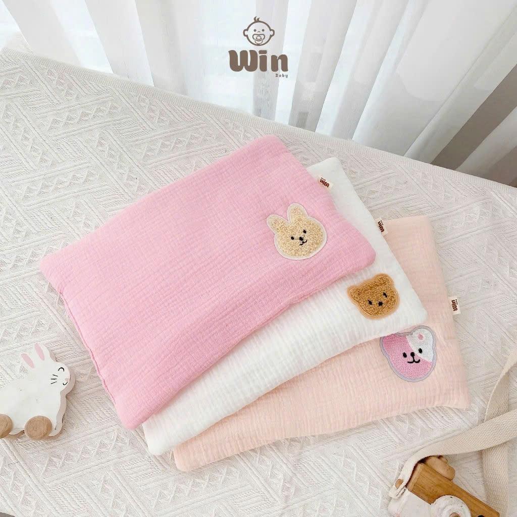 [Sơ Sinh] Gối Phẳng Xô Muslin mềm mịn, thoáng khí cho bé  - loại mỏng phù hợp cho bé sơ sinh
