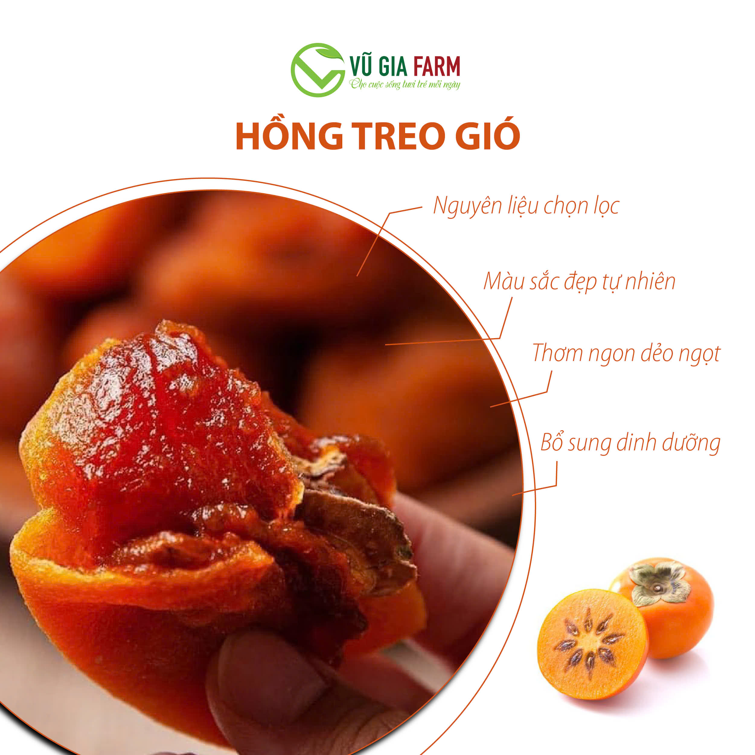Hồng Treo Gió Đà Lạt - Treo gió tự nhiên, mật béo dẻo thơm ngon, đặc sản mùa thu Đà Lạt