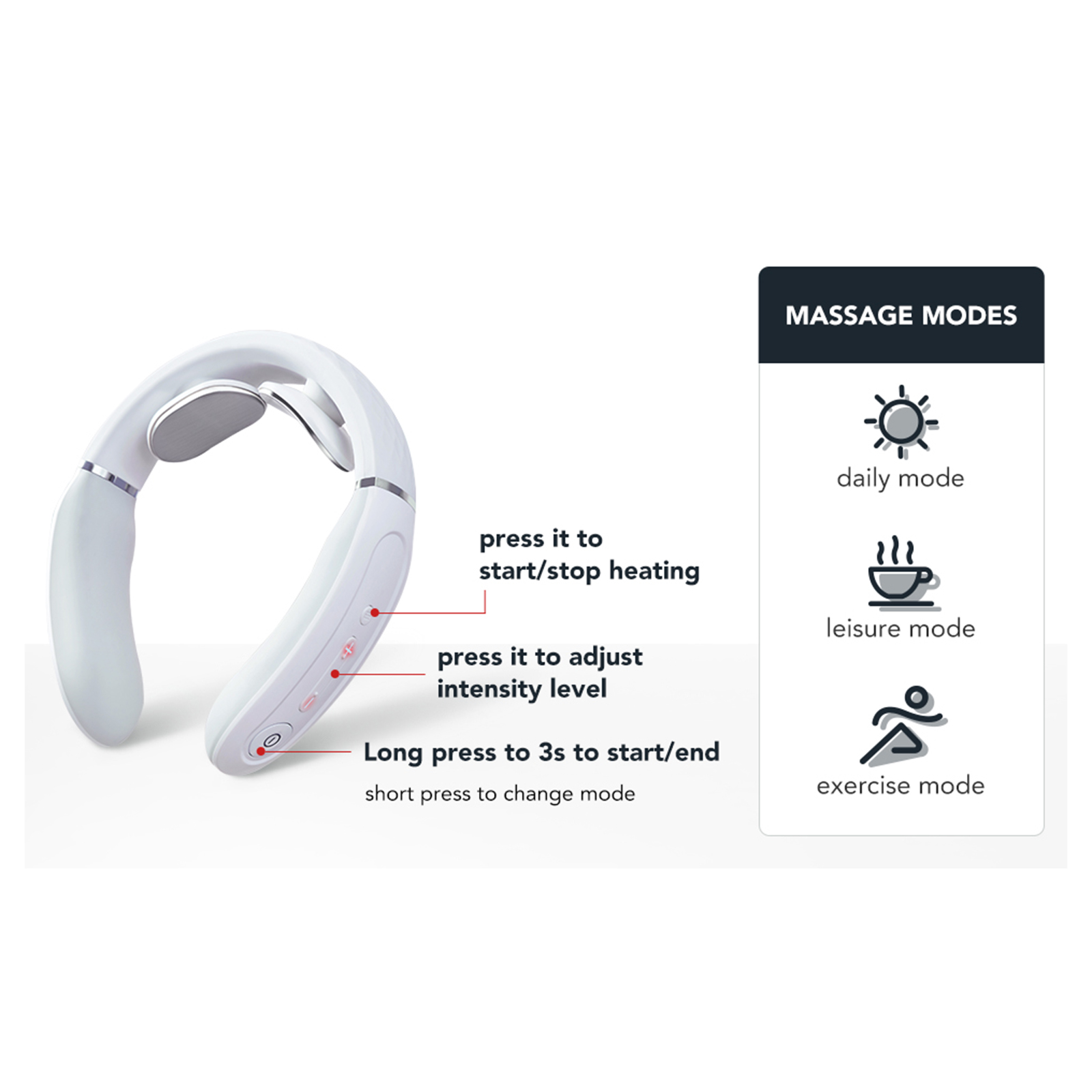 Skg Neck Massager with Heat 15 intensities Heating for Gift Home Travel