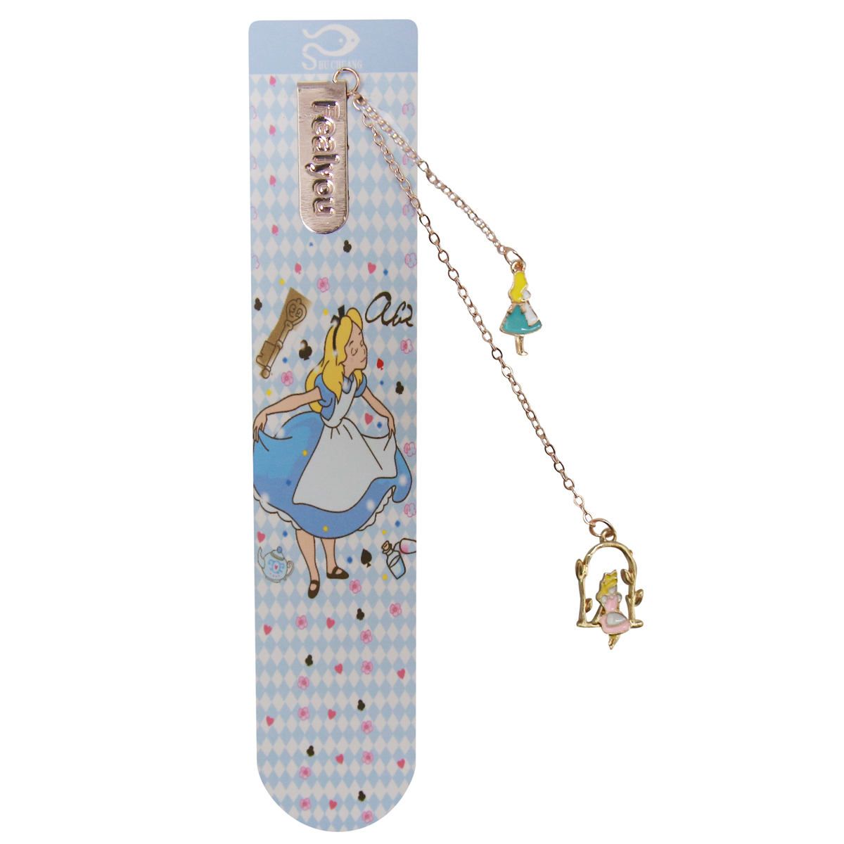 Bookmark Kẹp Sách Kim Loại Phối Charm Hình Alice - Mẫu 3