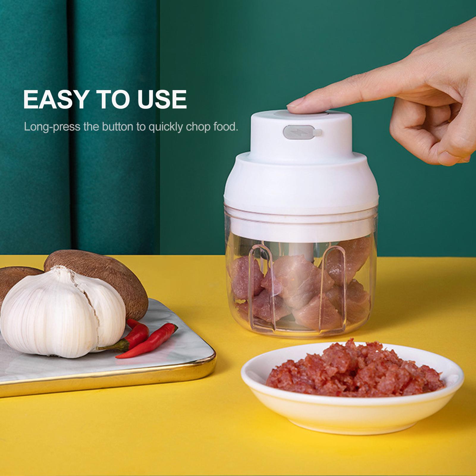 Máy xay tỏi điện mini không dây, băm nhuyễn thực phẩm đa chức năng có cổng sạc USB