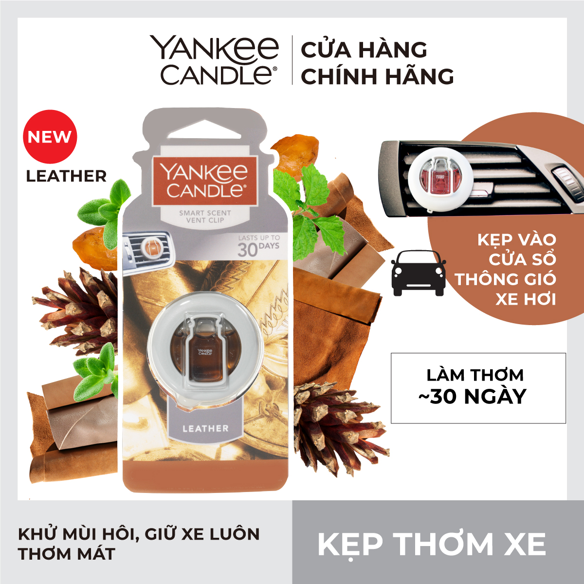 Kẹp thơm xe Yankee Candle - Leather