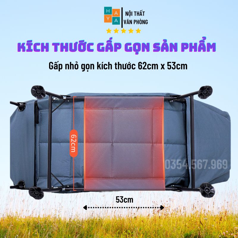 Giường gấp văn phòng , Giường Nằm Gấp Gọn khung thép chắc chắn, đệm êm kèm gối đầu