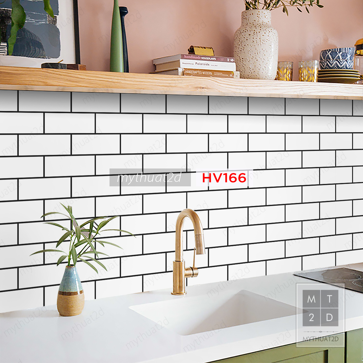 Decal gạch bông trang trí dán bếp, dán tường - mã HV166