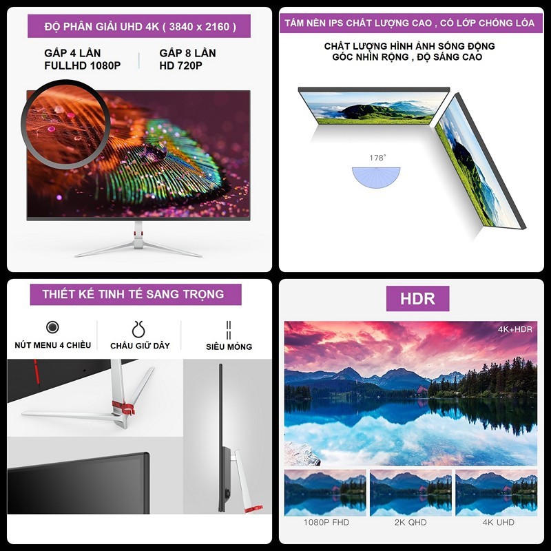 Màn Hình Máy Tính 27 inch UHD 4K  Tràn Viền Gaming
