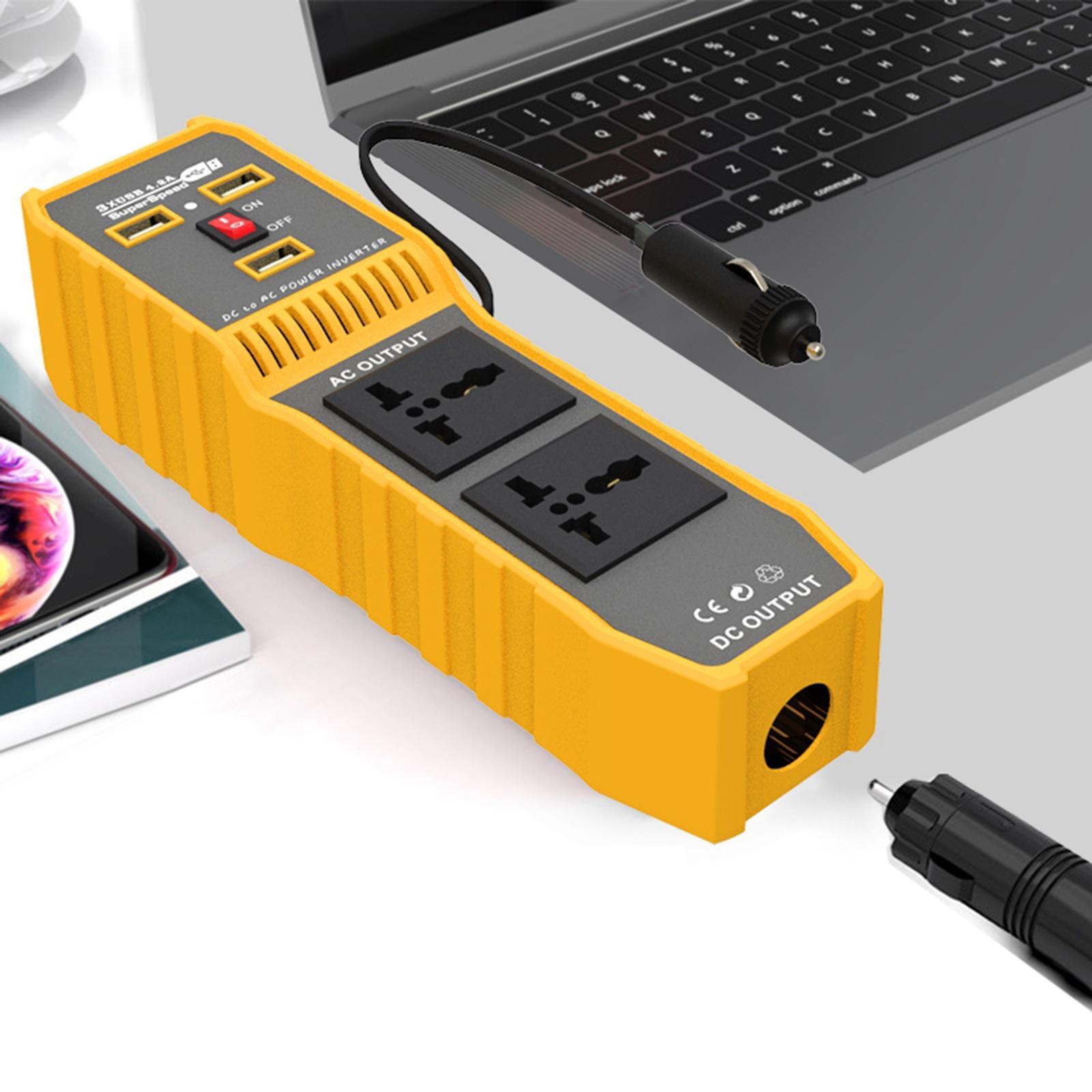 DC to AC Car Power Inverter Charger 3 USB Ports 2 AC Outlet Peak 400W 220V